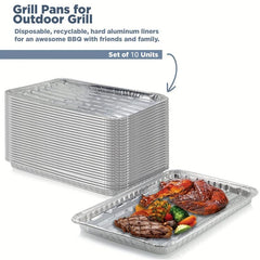 10 Pack 9x13 Disposable Aluminum Broiler Grill Pans With Holes