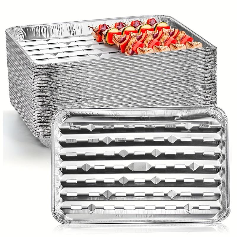 10 Pack 9x13 Disposable Aluminum Broiler Grill Pans With Holes