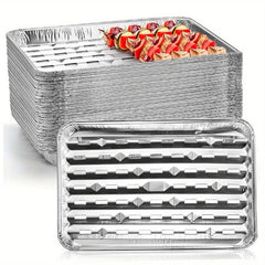 10 Pack 9x13 Disposable Aluminum Broiler Grill Pans With Holes