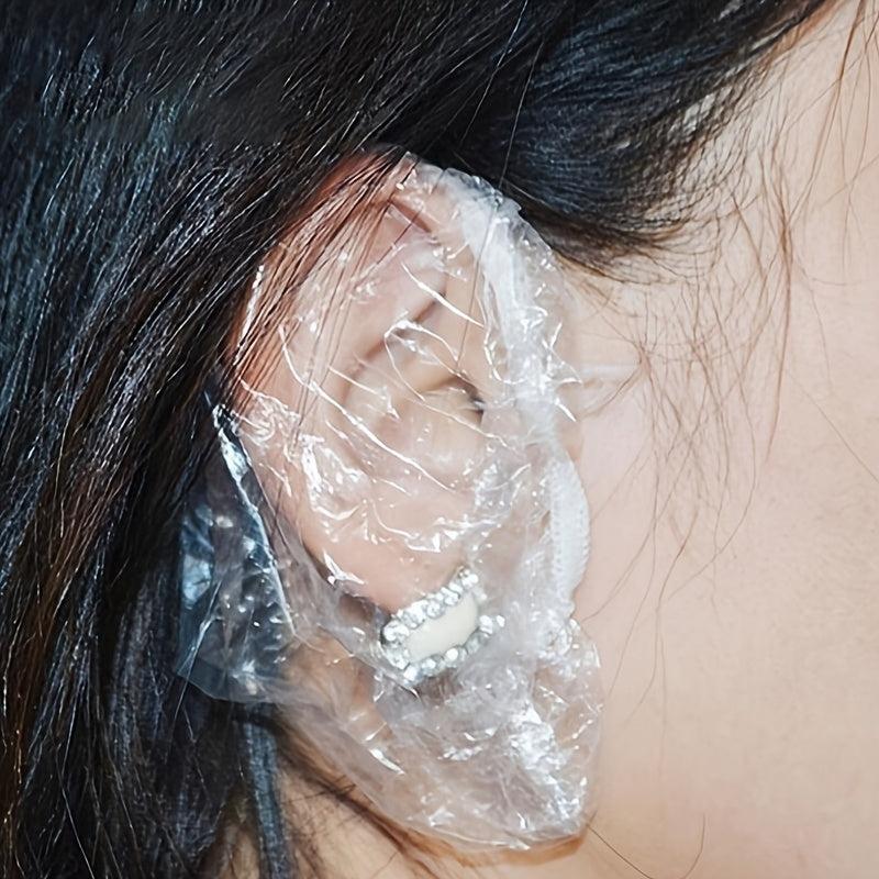 100pcs Disposable Ear Covers Waterproof Ear Protectors Clear Ear Caps