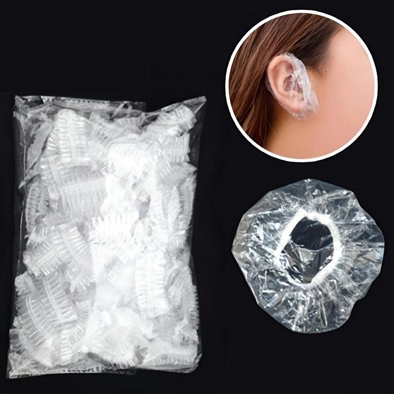 100pcs Disposable Ear Covers Waterproof Ear Protectors Clear Ear Caps