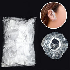 100pcs Disposable Ear Covers Waterproof Ear Protectors Clear Ear Caps