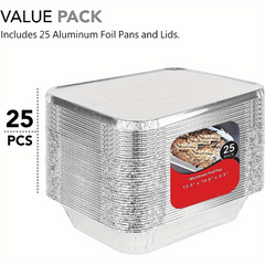 25pcs 32x26 6x6cm Covered Flat Bottom Pan Aluminum Foil Pan With Lid
