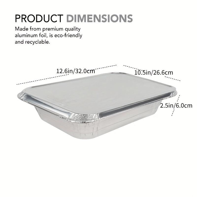 25pcs 32x26 6x6cm Covered Flat Bottom Pan Aluminum Foil Pan With Lid