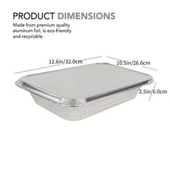 25pcs 32x26 6x6cm Covered Flat Bottom Pan Aluminum Foil Pan With Lid