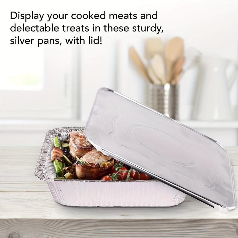 25pcs 32x26 6x6cm Covered Flat Bottom Pan Aluminum Foil Pan With Lid