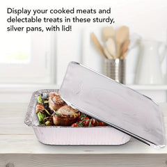 25pcs 32x26 6x6cm Covered Flat Bottom Pan Aluminum Foil Pan With Lid