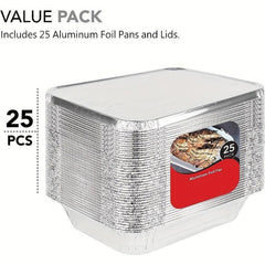 25pcs 32x26 6x6cm Covered Flat Bottom Pan Aluminum Foil Pan With Lid
