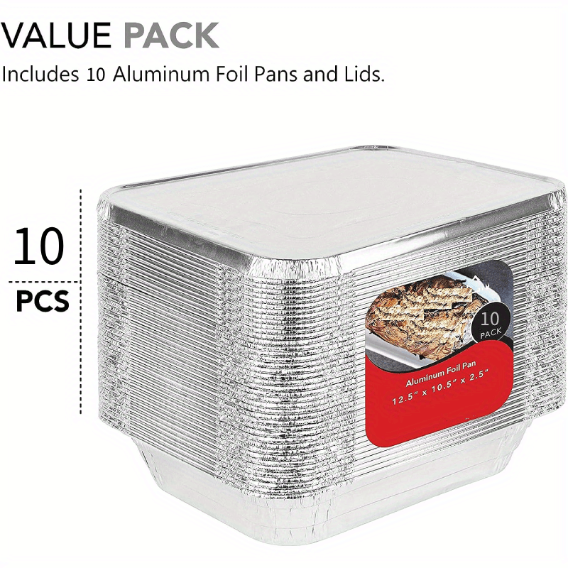 25pcs 32x26 6x6cm Covered Flat Bottom Pan Aluminum Foil Pan With Lid