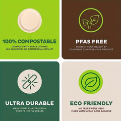 50pcs 17.78cm Eco-Friendly Disposable Sugarcane Pulp Paper Dishes