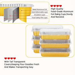 Disposable Covered Baking Foil Pot, 7.75 Oz, Rectangular Aluminum Baking Pan