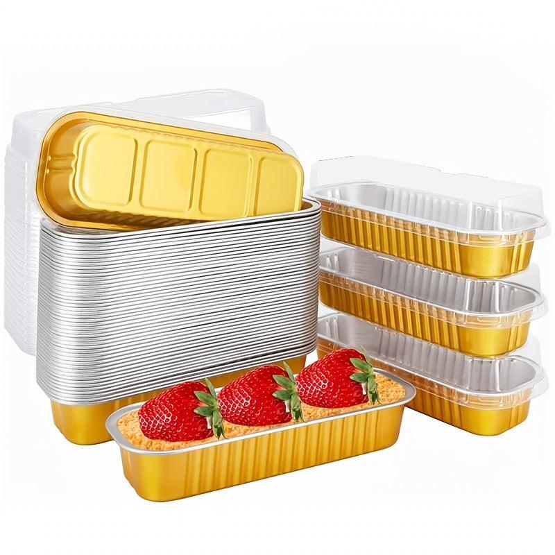 Disposable Covered Baking Foil Pot, 7.75 Oz, Rectangular Aluminum Baking Pan