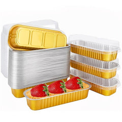 Disposable Covered Baking Foil Pot, 7.75 Oz, Rectangular Aluminum Baking Pan