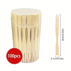 100pcs Bamboo Fruit Forks for Indoor and Outdoor Use