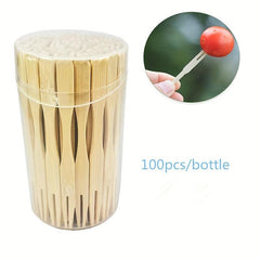 100pcs Bamboo Fruit Forks for Indoor and Outdoor Use