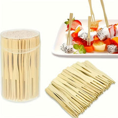 100pcs Bamboo Fruit Forks for Indoor and Outdoor Use