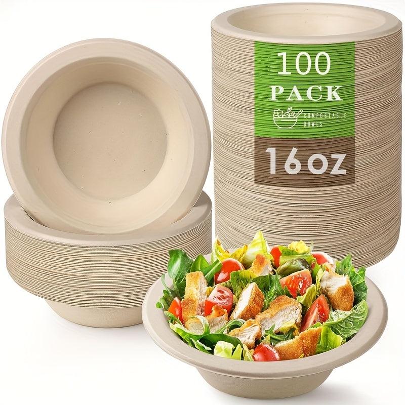 100pcs Eco Disposable 16oz Small Bowls for Picnics BBQs Parties Daily Use