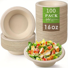 100pcs Eco Disposable 16oz Small Bowls for Picnics BBQs Parties Daily Use
