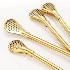 4pcs Stainless Steel Straws w/ Filter Spoon Perfect for Yerba Mate Tea