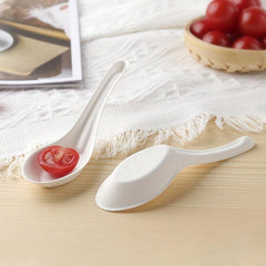 25pcs Disposable Spoons Sugarcane Pulp Tableware Degradable Soup Spoons