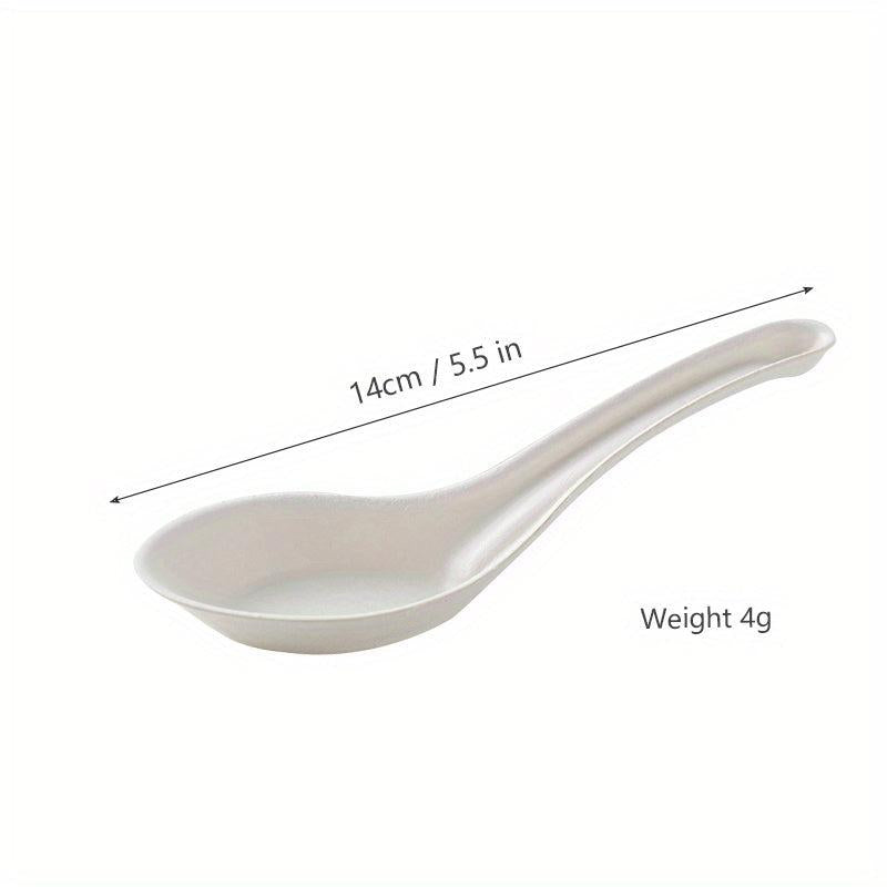 25pcs Disposable Spoons Sugarcane Pulp Tableware Degradable Soup Spoons