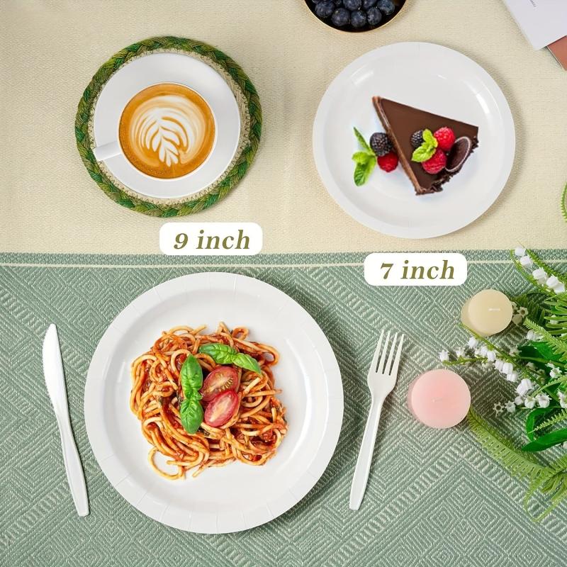 50 Pcs Golden Disposable Paper Plates Bulk Soak & Cut Proof for Party Wedding