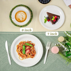 50 Pcs Golden Disposable Paper Plates Bulk Soak & Cut Proof for Party Wedding