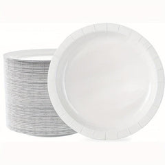 50 Pcs Golden Disposable Paper Plates Bulk Soak & Cut Proof for Party Wedding