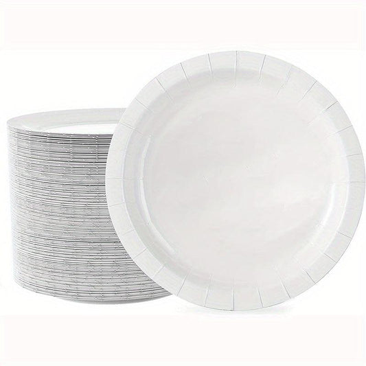 50 Pcs Golden Disposable Paper Plates Bulk Soak & Cut Proof for Party Wedding