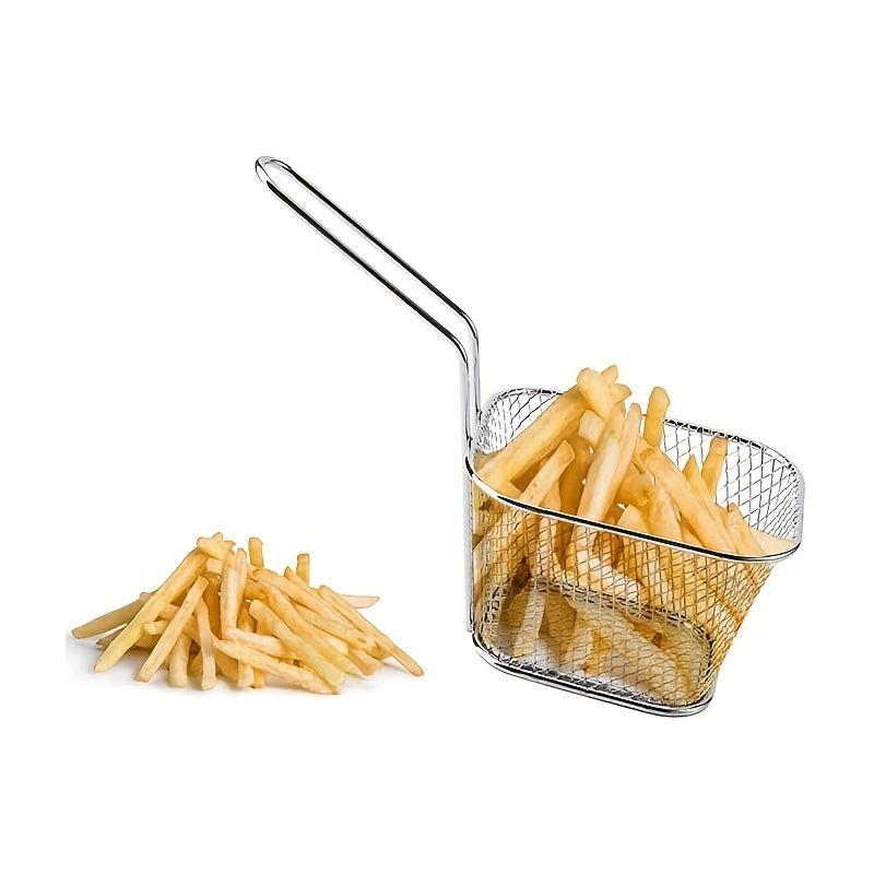4pcs Mini French Fry Chips Baskets Mesh 4 Inch Stainless Steel Square