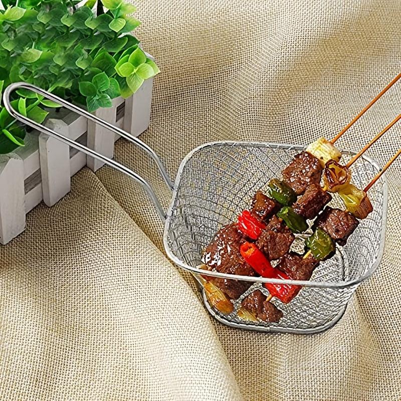4pcs Mini French Fry Chips Baskets Mesh 4 Inch Stainless Steel Square