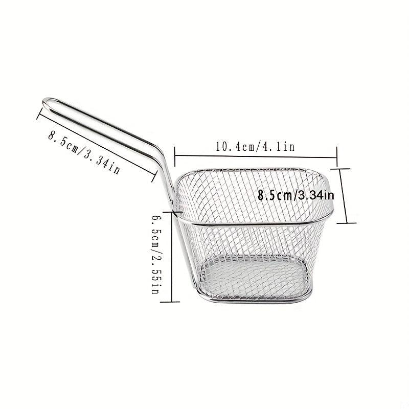 4pcs Mini French Fry Chips Baskets Mesh 4 Inch Stainless Steel Square