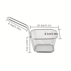 4pcs Mini French Fry Chips Baskets Mesh 4 Inch Stainless Steel Square