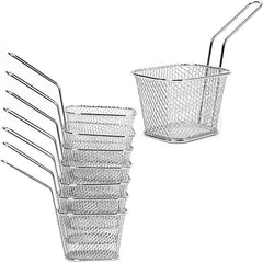 4pcs Mini French Fry Chips Baskets Mesh 4 Inch Stainless Steel Square