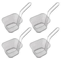 4pcs Mini French Fry Chips Baskets Mesh 4 Inch Stainless Steel Square