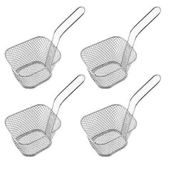 4pcs Mini French Fry Chips Baskets Mesh 4 Inch Stainless Steel Square