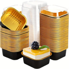 50pcs Aluminum Foil Pans With Lids 150ml Disposable Containers