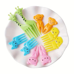 10pcs Cartoon Fruit Fork Set for Dessert Food Cocktail Buffet