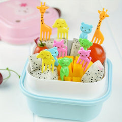 10pcs Cartoon Fruit Fork Set for Dessert Food Cocktail Buffet