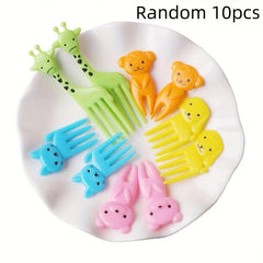 10pcs Cartoon Fruit Fork Set for Dessert Food Cocktail Buffet
