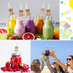 50pcs Cartoon Animal Paper Drinking Straws for Summer Drinks