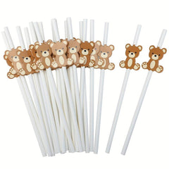 50pcs Cartoon Animal Paper Drinking Straws for Summer Drinks