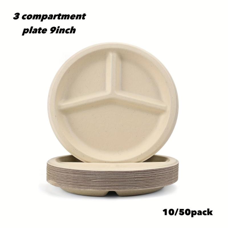 50pcs Biodegradable Dinner Plates 22 Microwave Safe Tableware Kit