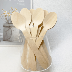 100pcs Natural Wooden Dessert Spoons for Parties and Weddings