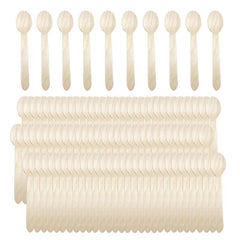 100pcs Natural Wooden Dessert Spoons for Parties and Weddings
