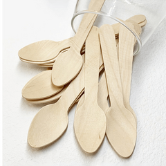 100pcs Natural Wooden Dessert Spoons for Parties and Weddings