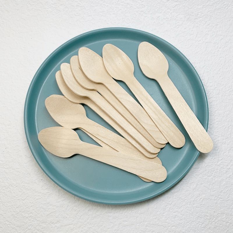 100pcs Natural Wooden Dessert Spoons for Parties and Weddings