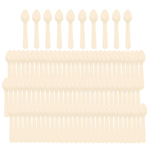 100pcs Natural Wooden Dessert Spoons for Parties and Weddings