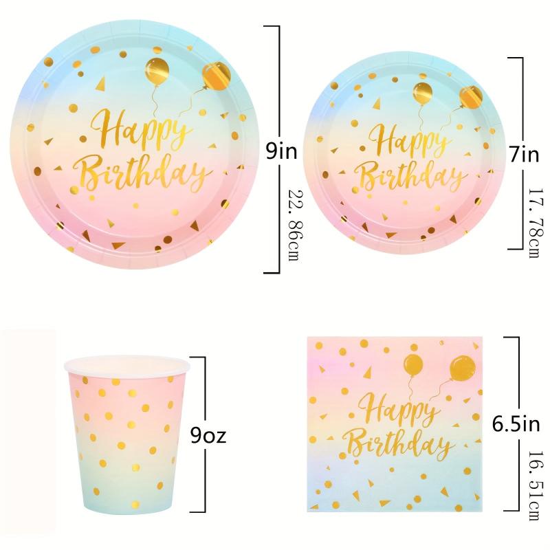 40pcs Rainbow Pastel Party Supplies Disposable Dinnerware Set for Birthday & Bab