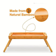 Bamboo Brown Folding Table Bed Tray Table Portable Bed Table